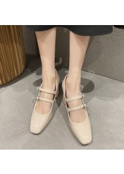 Rimocy Thick High Heels Mary Jane Shoes For Women Fashion Double Buckle Strap Pumps Woman Spring Summer New Patent Leather Shoes