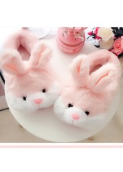 Women Fluffy Women Slippers Cute Cartoon Pink Rabbit Couples Fur Slides Bedroom Indoor Warm Rabbits Plush Ladies Casual Shoes loro piana shoes