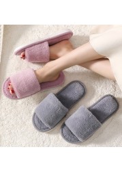 2021 Fashion Soft Fur Slippers Slides Home Indoor Floor Shoes Solid Volvi Slippers for Bedroom Open Toe Comfortable Shoes Women Gray