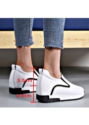 Fashion Women Chunky Slip-on Solid Shoes Increase Comfort Platform Shoes Woman Outdoor Casual Non-slip Ladies Leather Shoes