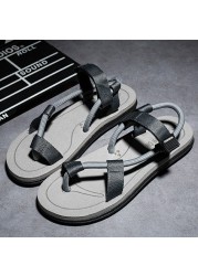 Men Sandals Summer Beach Outdoor Slippers Personality Indoor Couple Casual Shoes Black Velcro Non-slip Men Flip Flop Pantuflas