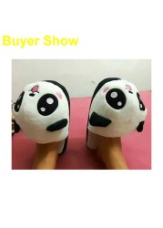 SIMLOVEYO Winter Indoor Panda Slippers Flat Furry Home Cartoon Women Slippers Unisex Couple Animal Warm Non-slip Shoes T389b