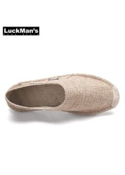 Men's Canvas Espadrilles, Casual Shoes Without Lace-up, Breathable, Handmade, Large Size 45