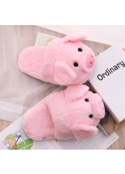 Women lovely flip flop cute pig girls hape home floor soft stripe slippers women's shoes winter spring warm shoes chaussure femme