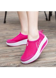 Women's Height Cushioning Shoes Casual Platform Breathable Soft Cushioning Sneakers Light Mesh Platform Vulcanized Shoes