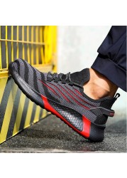 Oversized men work boots crush-proof and stabbing steel work shoes lightweight breathable women's sports shoes hiking shoes