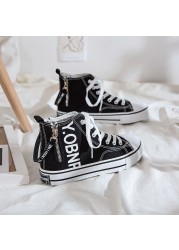 Korean Fashion High Quality Women's Canvas Shoes Purple Side Zipper Flat Casual Student Ulzzang Harajuku Sneakers Vulcanized Shoes