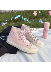 Summer Floral Women Espadrilles Japanese Style Pink Lolita Shoes Fashion 2021 Zapatillas Mujer Canvas Sneakers