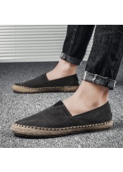 High Quality Men's Espadrilles Flat Canvas Shoes Hemp Loafers for Driving, 2020