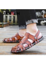 Summer Men Casual Sandals Outdoor Brand Slippers Genuine Leather Beach Shoes for Men Designer Mens Roman Sandals Zapatos Hombre