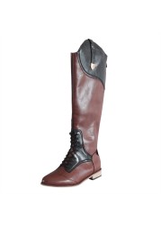 REAVE CAT Winter Over the Knee Western Boots Horse Riding Boots Ladies Long Tube British Leather Retro Pointed Toe Low Heels 12 A4369