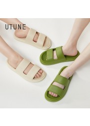 UTUNE Cream Slides Slippers for Women Indoor Shoes Bathroom Warm Summer EVA Home Sandals Men Memory Foam Outside Slippers