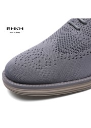 BHKH 2022 Breathable Knitted Mesh Casual Shoes Lightweight Smart Casual Shoes Office Work Shoes Men's Shoes