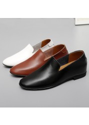 Loafers Men Elevator Shoes Men's Casual Shoes Male Business Cow Leather Shoes Height Increasing Shoes Slippers 5cm Tall Formal