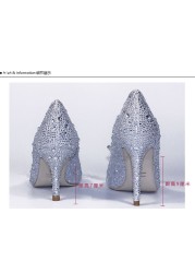 Cinderella - Women's Crystal and Gold High Heel Wedding Shoes, Pointed Stiletto Heel, Plus Size