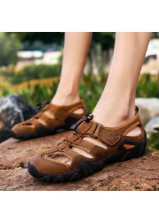 Summer Outdoor Platform Sandals Casual Hiking Men Leather Comfortable Breathable Light Beach Classics Fisherman High Quality