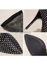 rhinestone over the knee bling summer female sexy thigh high heels crystal sock long boots mesh shoes for women 2021 diamond pump