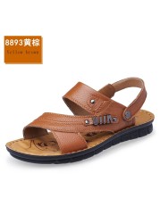 Men Beach Shoes Cow Sandals Quality Genuine Leather Non-slip Men Slippers Breathable Two Uses Men Sandals Men's Shoes