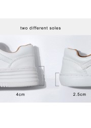 Plus Size 43 White Leather Shoes Chunky Platform Sneakers Women College Girls Casual Flat Shoes Zapatillas Deportivas Mujer LN84