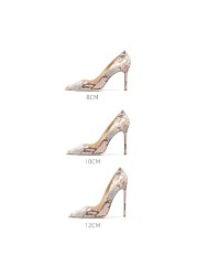 KRIKI Serpentine Women Pumps Thin High Heels Pointed Toe Handmade Fashion Elegant Party Wedding Casual Lady Shoes Plus Size