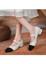 FEDONAS Spring Summer Women Pumps Concise Fashion Sweet Low Heel Buckle Mary Janes Shoes Woman 2022 Casual Office Ladies Dress