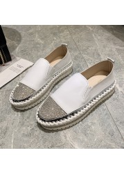 Large casual single shoes 2021 autumn new Lefu shoes thick sole flat bottom diamond fashion women's shoes women's shoes