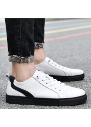 Leather shoes casual sneakers men's shoes comfortable quality leather shoes men's Korean version white shoes