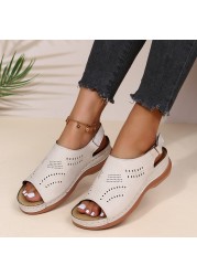 Remusi 2022 Summer Platform Sandals Non-Slip Women PU Leather Open Toe Wedges Sandalias Mujer Light Casual Beach Shoes Woman