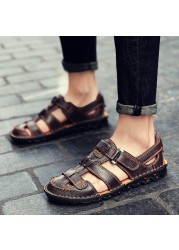 2022 New Classic Men Sandals Summer Genuine Leather Sandals Men Lightweight Casual Sandals Fashion Men's Sandals Plus Size