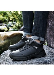 Winter Men Boots Keep Warm Plush Shoes Men Breathable Safety Shoes Outdoor Men Waterproof Shoes Light Sneakers