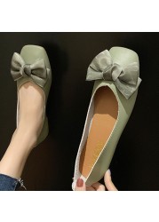 2022 spring new cute bow apricot cute women's shoes soft comfortable flat shoes holiday leisure breathable light women's shoes