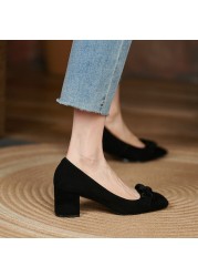 2022 new women's pumps natural leather shoes 22-24.5cm sheep suede upper shoes woman full leather high heels casual shoes