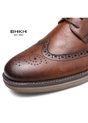 BHKH 2022 Autumn Mens Dress Shoes Genuine Leather Lace-up Men Casual Shoes Smart Business Office Work Shoes Men Shoes