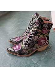 women ankle boots plus size 22-28cm free shipping women boots embroidered boots botas mujer bute femme bottine flower