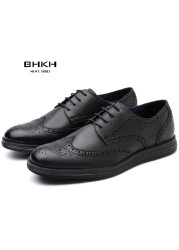 BHKH 2022 Autumn Genuine Leather Men Dress Shoes Fashion Lace-up Man Casual Shoes Work Smart Work Office Shoes light weig