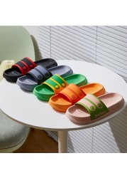 Women Home Platform Slippers Female Fashion Beach Slides Summer Candy Colored Button Strap Non-slip Sandals Chaussure Femme