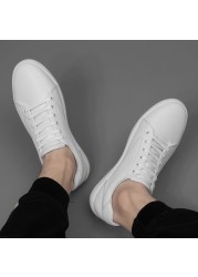 Genuine leather men's shoes, white sneakers, flat shoes, Korean version, casual