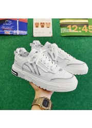 Low Top Men White Sneakers Fashion Comfortable Platform Men Vulcanize Shoes Lace Up Casual Flats Harajuku Ulzzang Men Shoes