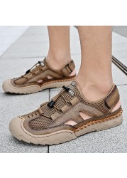 Summer Genuine Leather Men Sandals Outdoor Non-slip Men Beach Sandals Breathable Men Roman Sandals Fashion Men Sneakers