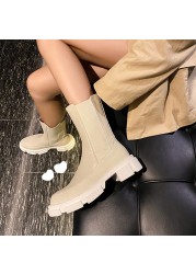 INS HOT Women Ankle Boots Genuine Leather 22-25cm Cowhide Stitching Knit Chelsea Boots Cyberstar Skinny Boots 11-11 Discount