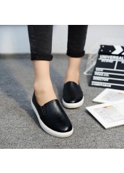 New Leather Women Fltats Casual Leather Shoes For Women Spring Summer Flat Shoes Ladies White Leather Loafers Zapatos Mujer