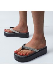 LuasTuas Plus Size 36-43 Ladies Sandals Sparkle Flip Flop Summer Women Shoes Fashion Chunky Ins Footwear Female Beach Shoes