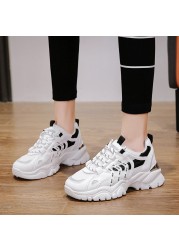 Rimocy 2022 Spring Women Platform Shoes Breathable Mesh Chunky Sneakers Women Spring Autumn Thick Bottom Lace Up Casual Shoes