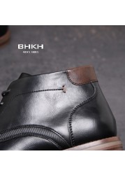 BHKH 2022 Autumn/Winter Men Boots Lace-up Ankle Boots Smart Business Office Work Dress Formal Shoes Men's Shoes