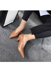 Hot VANGULL Women Genuine Leather Shoes Cowhide Sheep Suede Spike Heels Pointed Toe Women Pumps Professional Office Career