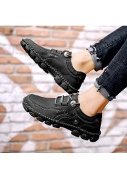 Men's Leather Moccasin Shoes, Casual Shoes, Flats Shoes, Breathable, Handmade, Fashionable, Designer, Large