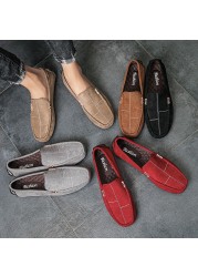 Fashion Men Shoes Suede Leather Casual Shoes Dress Shoes Classic Mens Loafers Breathable Slip On Men Flats Male Driving Shoes Mocassin