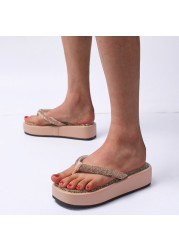 2022 Summer Ladies Sandals Ladies Slippers Open Toe Wedge Sandals Outdoor Beach Shoes Ladies Wedge Flip Flops Zapatos De Mujer