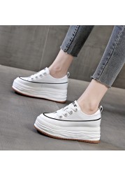 Fujin 7cm genuine leather wedge sneakers platform shoes women sneakers fashion white shoes spring autumn summer casual shoes