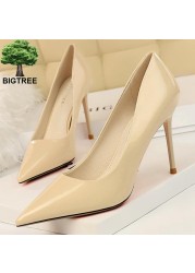 BIGTREE Shoes Woman Fashion Pumps Patent Leather High Heels Stiletto Heels Occupation OL Office Shoes Sexy Heels Plus Size 43